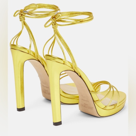 NWOT Jimmy Choo Antia Ankle Wrap Sandal Acid Yellow Size 38 - Picture 4 of 10